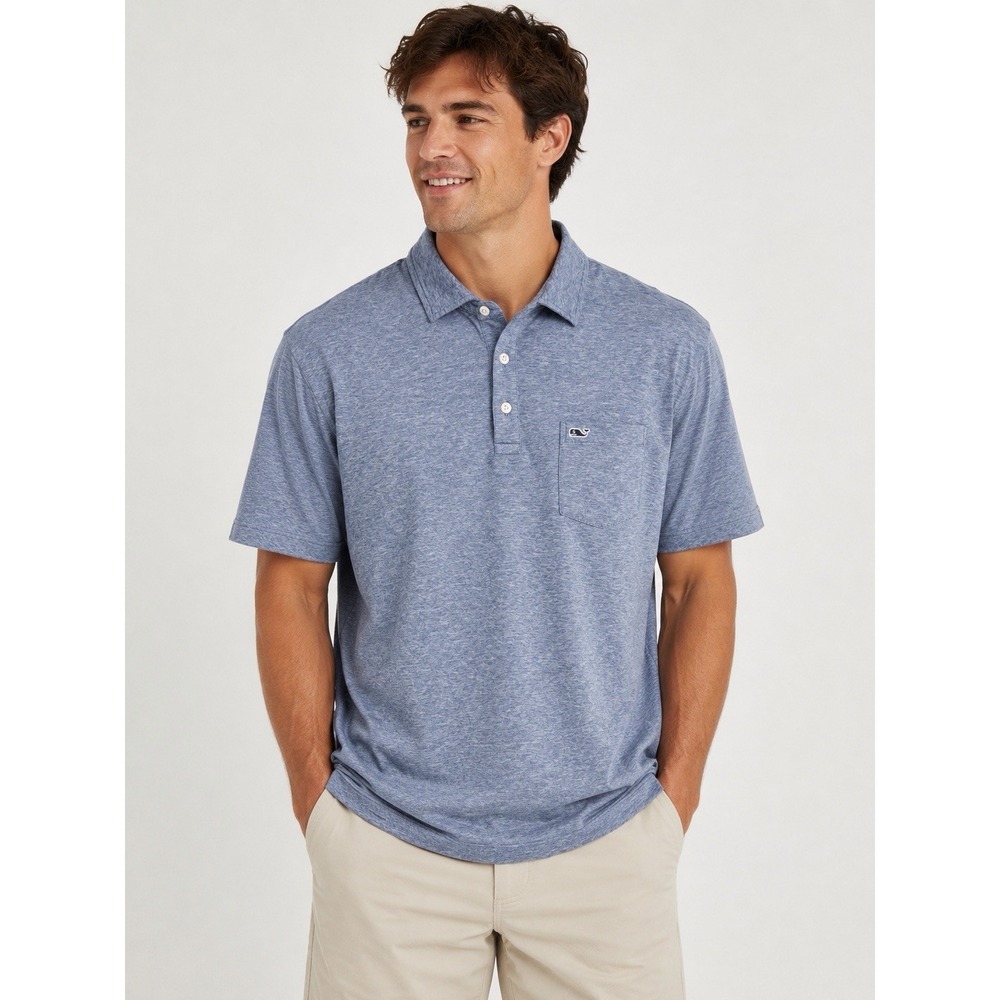 Vineyard Vines Mens XL Heather Polo Shirt Pocket Performance Stretch Edgartown